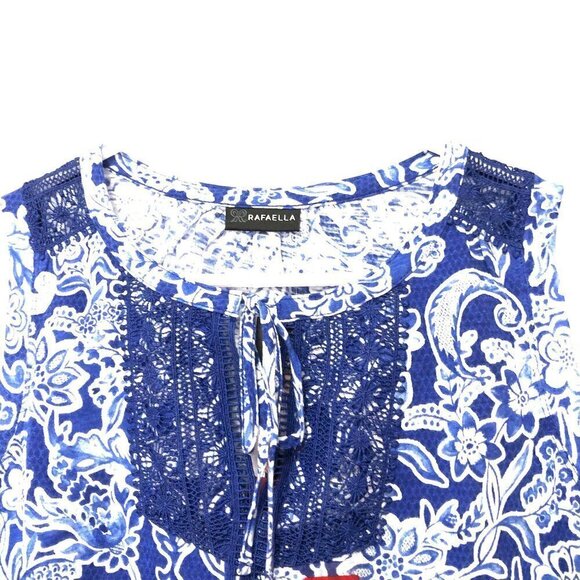 NWT Rafaella Top Size XL Sleeveless Crochet Detail Blue White NEW - Picture 4 of 6